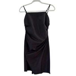 A.B.S. By Allen Scwartz New Little Black Satiny Ruffle Cocktail Dress size 4